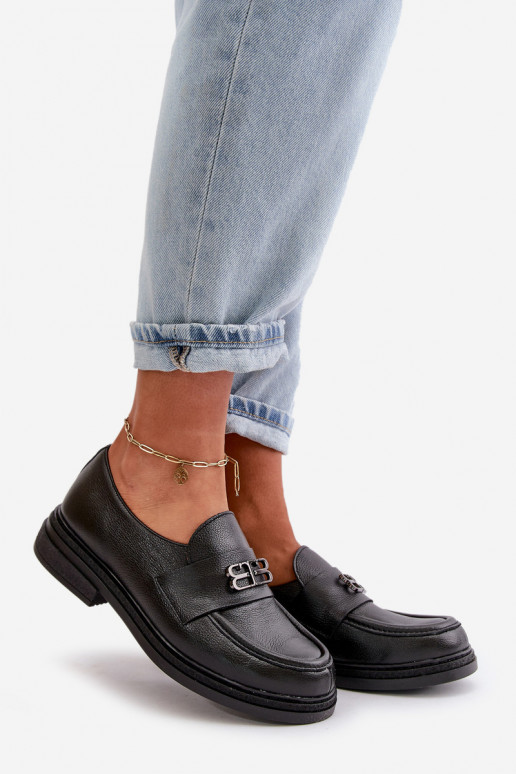 Zazoo 20174 Kožené Elegantný štýl topánky Dámske so širokými podpätkami čierna Zazoo 20174 Kožené Elegantný štýl topánky Dámske so širokými podpätkami čierna