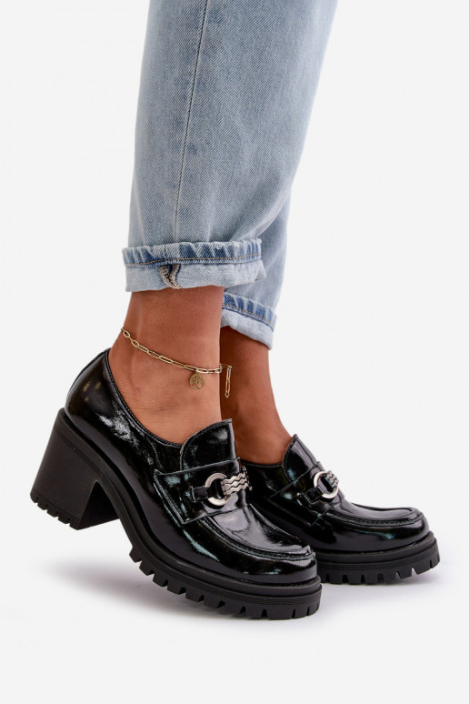 Zazoo 20175 s lakovým efektom topánky Dámske s podpätkami pravá koža čierna Zazoo 20175 s lakovým efektom topánky Dámske s podpätkami pravá koža čierna