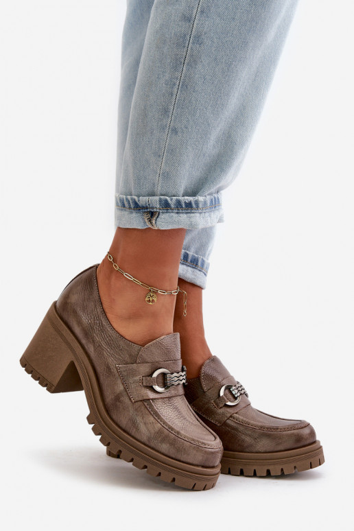 Zazoo 20175 topánky Dámske s podpätkami pravá koža béžová Zazoo 20175 topánky Dámske s podpätkami pravá koža béžová