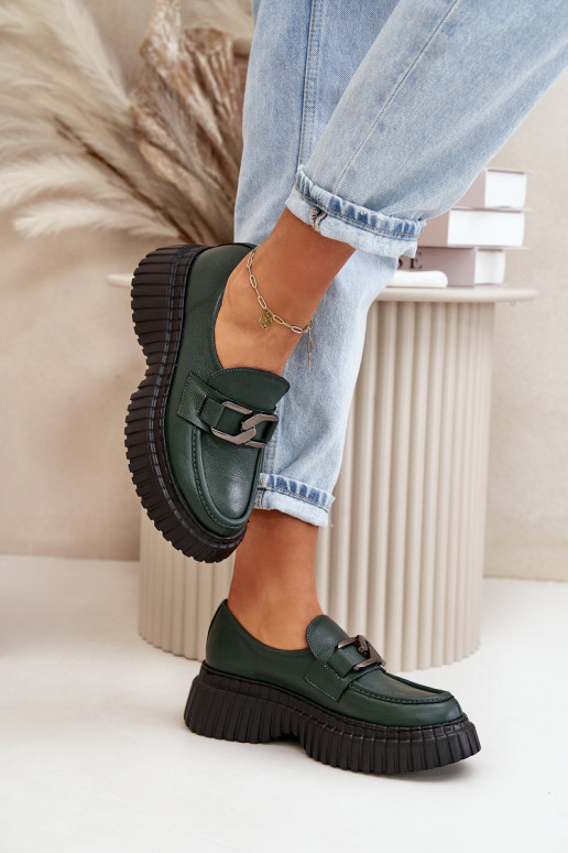 Zazoo 20176 topánky dámske mokasíny Vyrobené z prírodnej kože khaki farby Zazoo 20176 topánky dámske mokasíny Vyrobené z prírodnej kože khaki farby