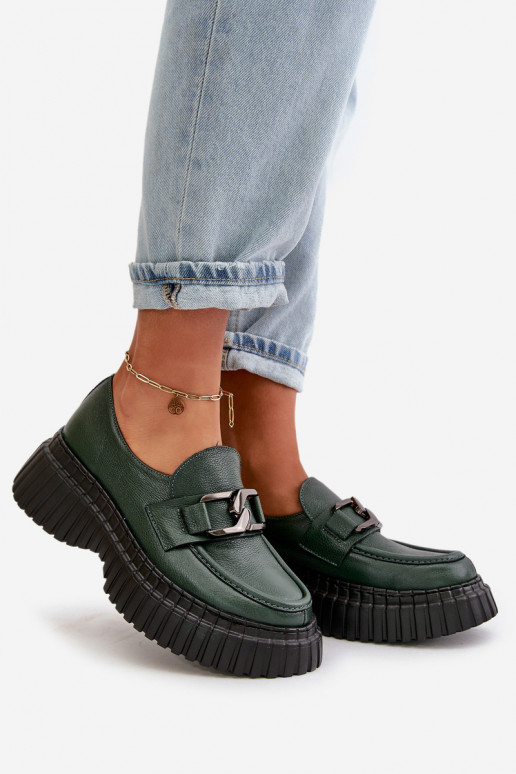 Zazoo 20176 topánky dámske mokasíny Vyrobené z prírodnej kože khaki farby Zazoo 20176 topánky dámske mokasíny Vyrobené z prírodnej kože khaki farby