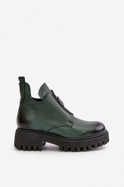 Zazoo 60451 Dámske čižmy s ozdobami khaki farby Zazoo 60451 Dámske čižmy s ozdobami khaki farby