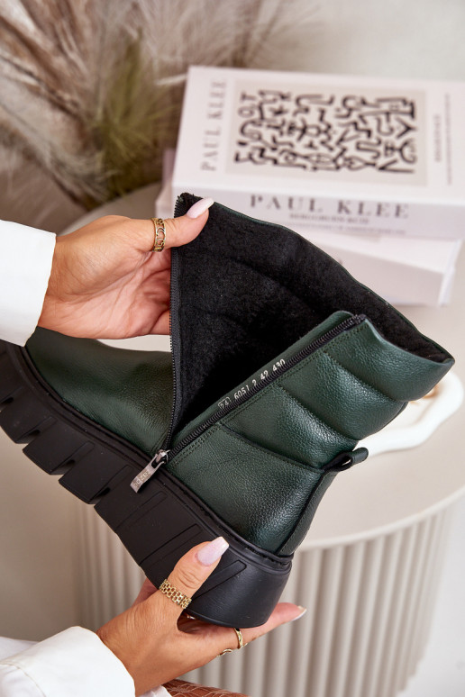 Zazoo 60512 Dámske čižmy z pravej kože Zapnuté Hrad teplé s plsťou khaki farby Zazoo 60512 Dámske čižmy z pravej kože Zapnuté Hrad teplé s plsťou khaki farby