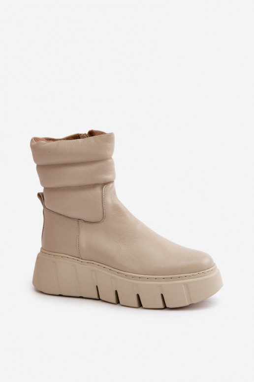 Zazoo 60512 Dámske čižmy z pravej kože Zapnuté Hrad teplé s plsťou slonovina Zazoo 60512 Dámske čižmy z pravej kože Zapnuté Hrad teplé s plsťou slonovina