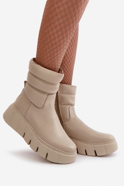 Zazoo 60512 Dámske čižmy z pravej kože Zapnuté Hrad teplé s plsťou slonovina Zazoo 60512 Dámske čižmy z pravej kože Zapnuté Hrad teplé s plsťou slonovina