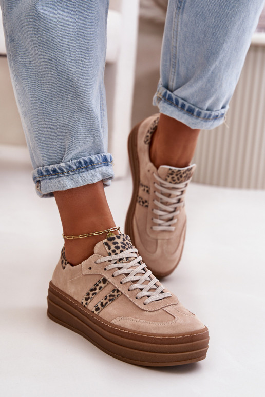 Zazoo N1068S4 Semišový model tenisiek s platformou so vzormi leopardej kožušiny Ružová Zazoo N1068S4 Semišový model tenisiek s platformou so vzormi leopardej kožušiny Ružová