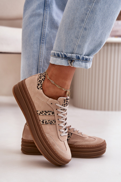 Zazoo N1068S4 Semišový model tenisiek s platformou so vzormi leopardej kožušiny Ružová Zazoo N1068S4 Semišový model tenisiek s platformou so vzormi leopardej kožušiny Ružová