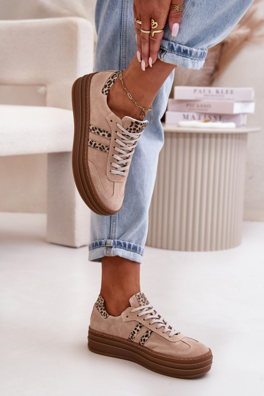 Zazoo N1068S4 Semišový model tenisiek s platformou so vzormi leopardej kožušiny Ružová Zazoo N1068S4 Semišový model tenisiek s platformou so vzormi leopardej kožušiny Ružová