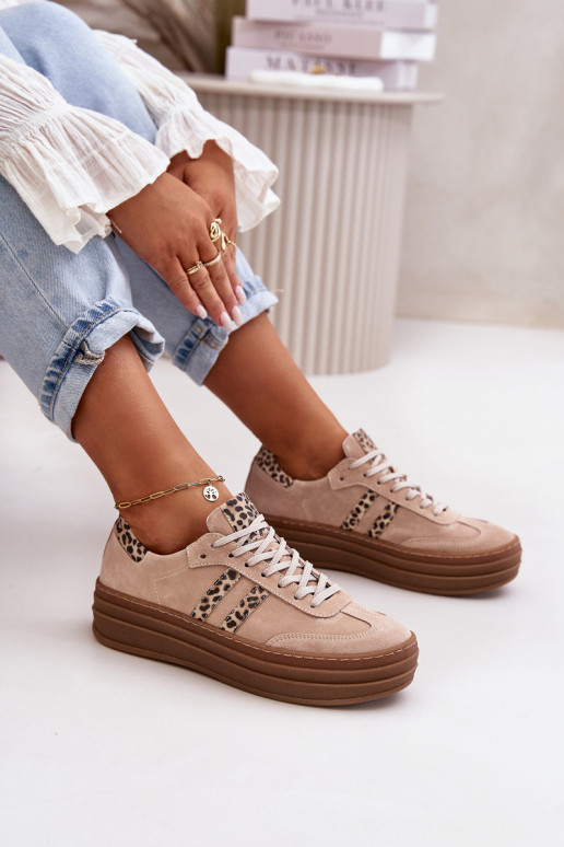 Zazoo N1068S4 Semišový model tenisiek s platformou so vzormi leopardej kožušiny Ružová Zazoo N1068S4 Semišový model tenisiek s platformou so vzormi leopardej kožušiny Ružová