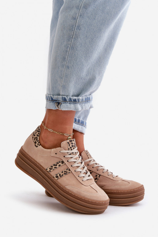 Zazoo N1068S4 Semišový model tenisiek s platformou so vzormi leopardej kožušiny Ružová Zazoo N1068S4 Semišový model tenisiek s platformou so vzormi leopardej kožušiny Ružová