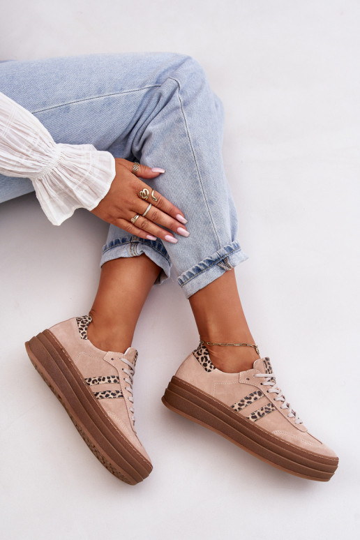 Zazoo N1068S4 Semišový model tenisiek s platformou so vzormi leopardej kožušiny Ružová Zazoo N1068S4 Semišový model tenisiek s platformou so vzormi leopardej kožušiny Ružová