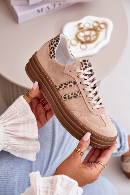 Zazoo N1068S4 Semišový model tenisiek s platformou so vzormi leopardej kožušiny Ružová Zazoo N1068S4 Semišový model tenisiek s platformou so vzormi leopardej kožušiny Ružová