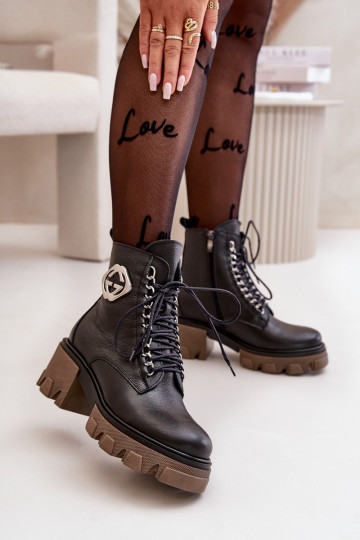 Zazoo 60376 Kožené zahriať sa Čižmy so zipsami čierna