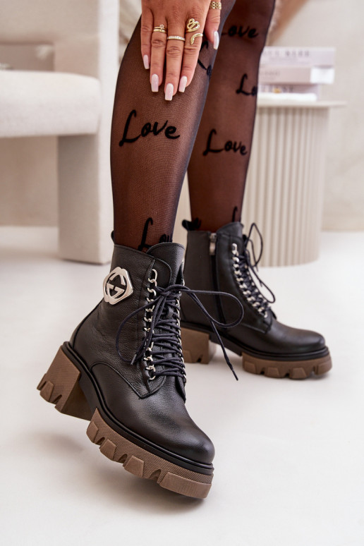 Zazoo 60376 Kožené zahriať sa Čižmy so zipsami čierna