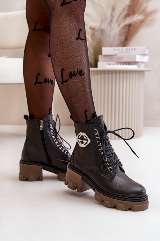 Zazoo 60376 Kožené zahriať sa Čižmy so zipsami čierna