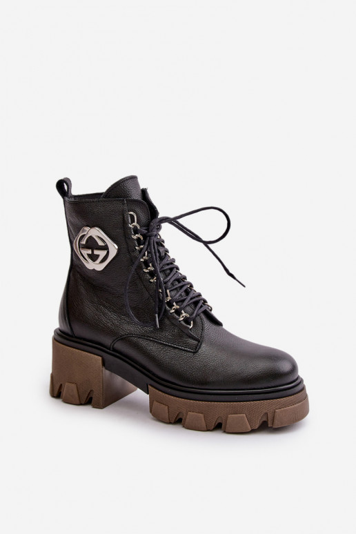 Zazoo 60376 Kožené zahriať sa Čižmy so zipsami čierna