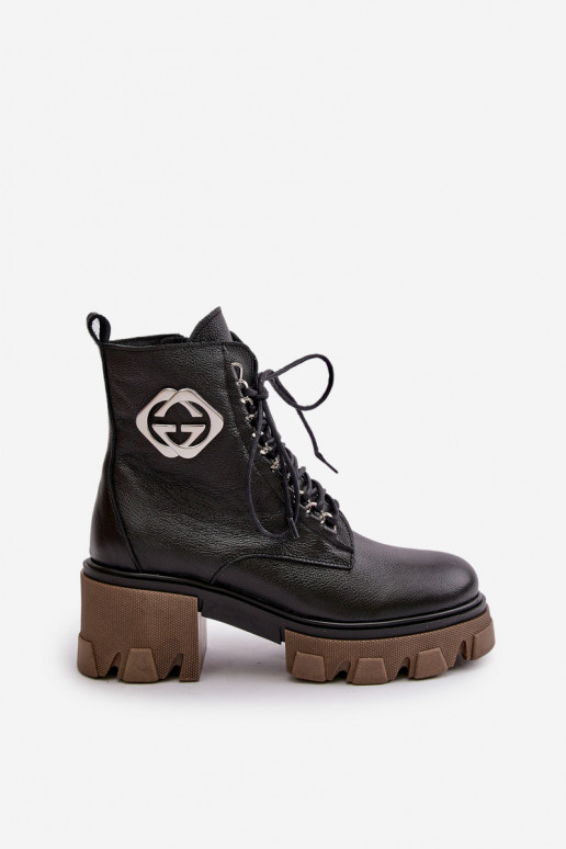 Zazoo 60376 Kožené zahriať sa Čižmy so zipsami čierna