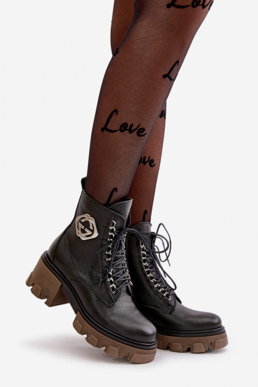 Zazoo 60376 Kožené zahriať sa Čižmy so zipsami čierna