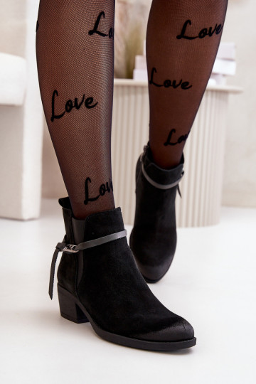 Zazoo 60478 Semišové topánky s podpätkami zahriať sa Upevnené Zapnuté Hrad čierna 2