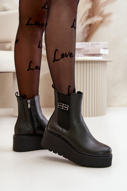 Zazoo 60498 Dámske čižmy Chelsea čižmy s platformou I Koturnie čierna Zazoo 60498 Dámske čižmy Chelsea čižmy s platformou I Koturnie čierna