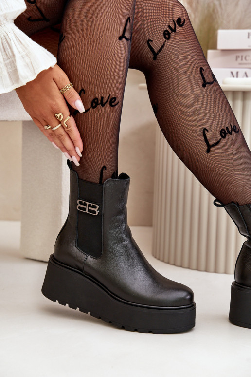 Zazoo 60498 Dámske čižmy Chelsea čižmy s platformou I Koturnie čierna Zazoo 60498 Dámske čižmy Chelsea čižmy s platformou I Koturnie čierna