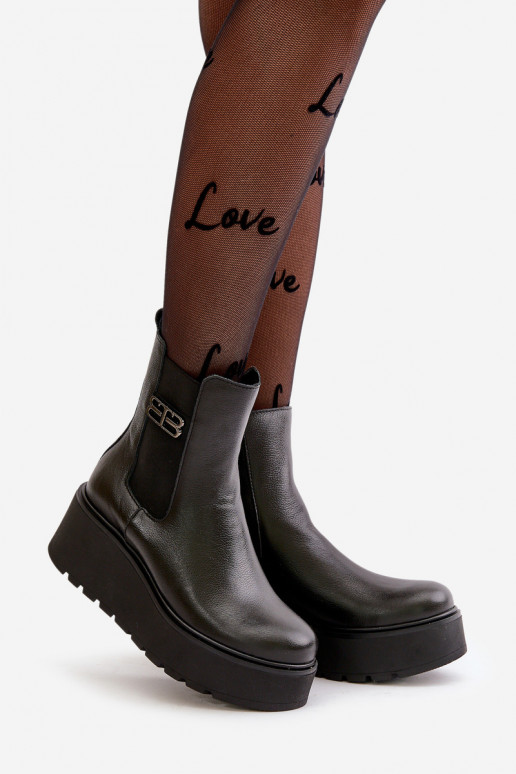 Zazoo 60498 Dámske čižmy Chelsea čižmy s platformou I Koturnie čierna Zazoo 60498 Dámske čižmy Chelsea čižmy s platformou I Koturnie čierna