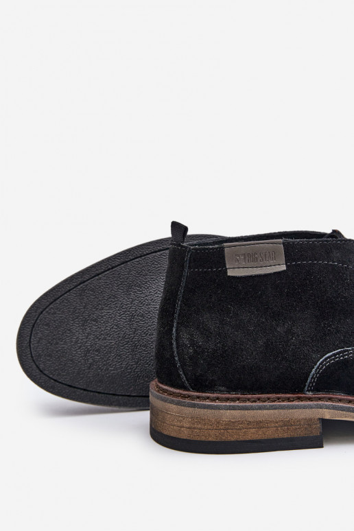 Semišové topánky pánske so šnúrkami Big Star OO174146 čierna