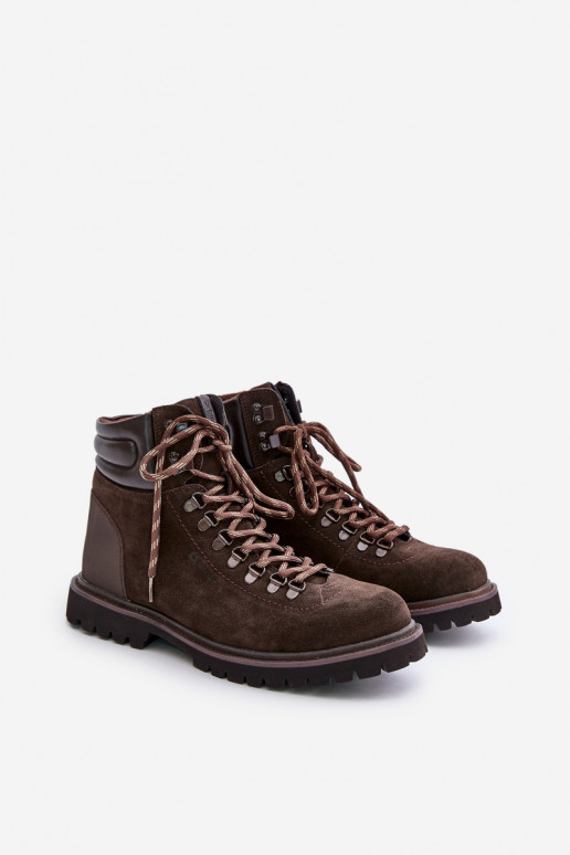 zo semišu zahriať sa Čižmy topánky pánske Big Star OO174644 Hi-Poly System Hnedá farba