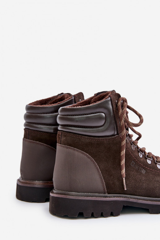 zo semišu zahriať sa Čižmy topánky pánske Big Star OO174644 Hi-Poly System Hnedá farba