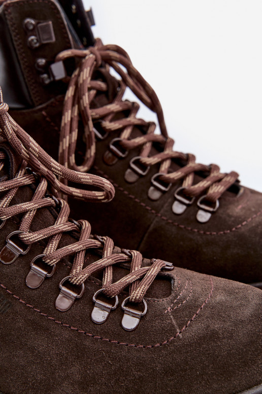 zo semišu zahriať sa Čižmy topánky pánske Big Star OO174644 Hi-Poly System Hnedá farba