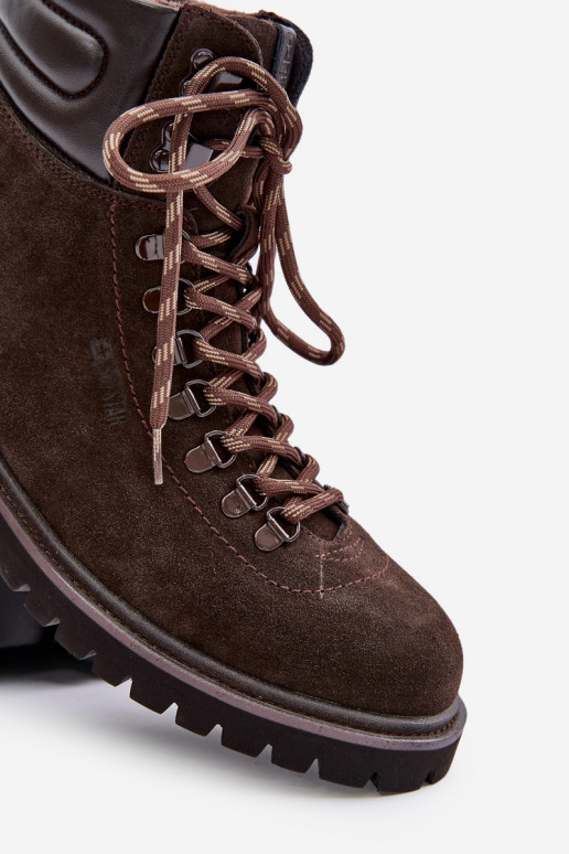 zo semišu zahriať sa Čižmy topánky pánske Big Star OO174644 Hi-Poly System Hnedá farba