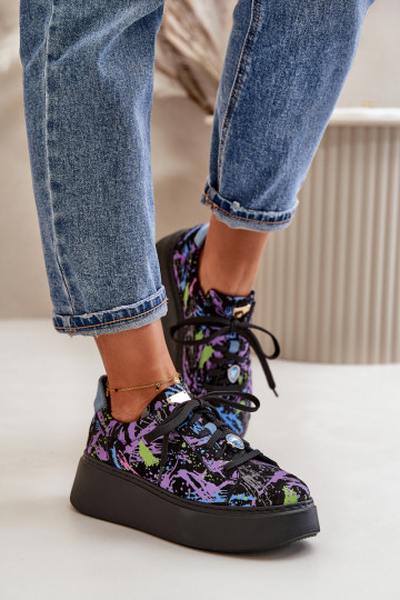 Kožené tenisky s platformou Máciejka 06191-05 Fialová