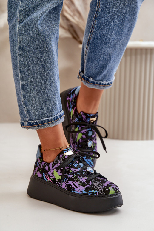 Kožené tenisky s platformou Máciejka 06191-05 Fialová Kožené tenisky s platformou Máciejka 06191-05 Fialová