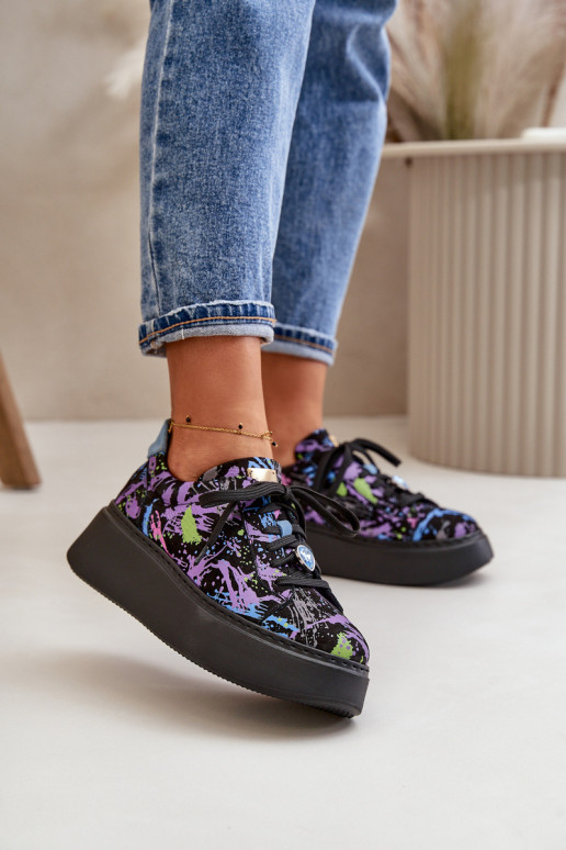 Kožené tenisky s platformou Máciejka 06191-05 Fialová Kožené tenisky s platformou Máciejka 06191-05 Fialová