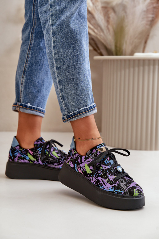 Kožené tenisky s platformou Máciejka 06191-05 Fialová Kožené tenisky s platformou Máciejka 06191-05 Fialová