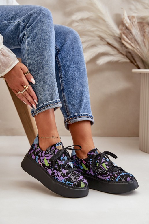 Kožené tenisky s platformou Máciejka 06191-05 Fialová Kožené tenisky s platformou Máciejka 06191-05 Fialová