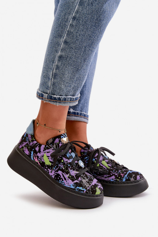 Kožené tenisky s platformou Máciejka 06191-05 Fialová Kožené tenisky s platformou Máciejka 06191-05 Fialová