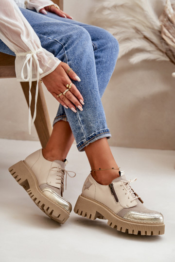 topánky Dámske Vyrobené z prírodnej kože béžová Máciejka 06177-04