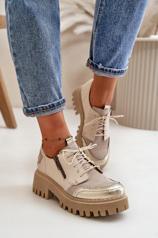 topánky Dámske Vyrobené z prírodnej kože béžová Máciejka 06177-04 topánky Dámske Vyrobené z prírodnej kože béžová Máciejka 06177-04