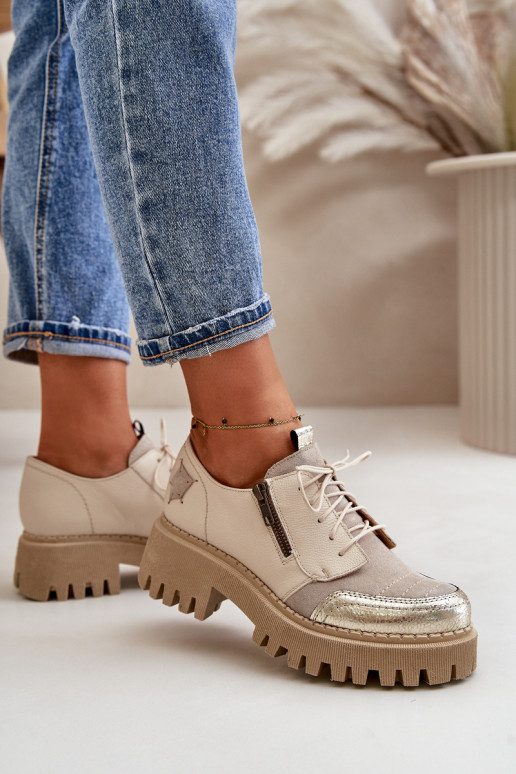 topánky Dámske Vyrobené z prírodnej kože béžová Máciejka 06177-04 topánky Dámske Vyrobené z prírodnej kože béžová Máciejka 06177-04