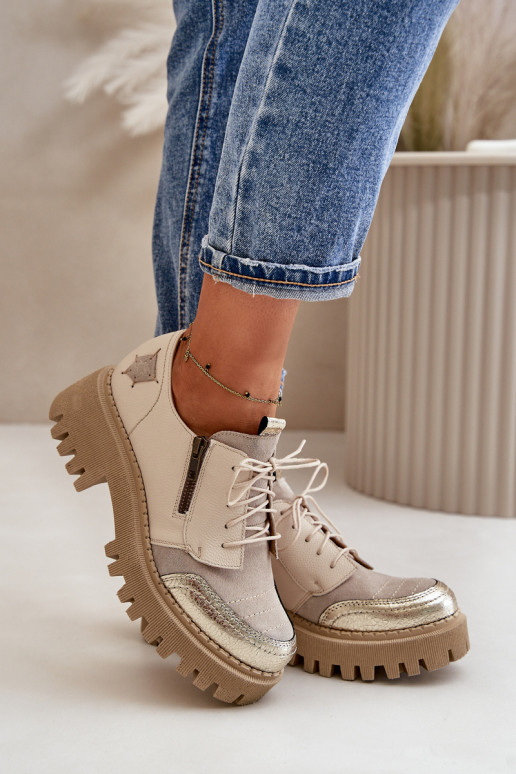 topánky Dámske Vyrobené z prírodnej kože béžová Máciejka 06177-04 topánky Dámske Vyrobené z prírodnej kože béžová Máciejka 06177-04