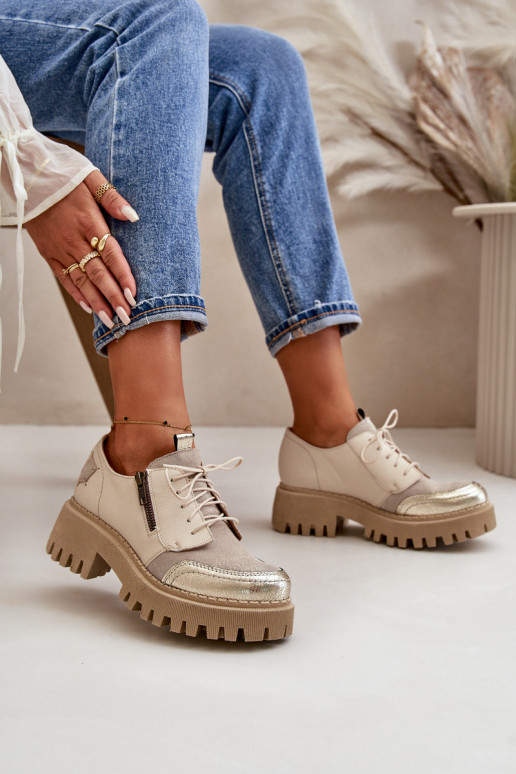 topánky Dámske Vyrobené z prírodnej kože béžová Máciejka 06177-04 topánky Dámske Vyrobené z prírodnej kože béžová Máciejka 06177-04