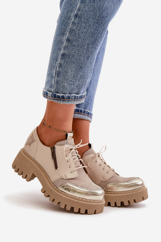 topánky Dámske Vyrobené z prírodnej kože béžová Máciejka 06177-04 topánky Dámske Vyrobené z prírodnej kože béžová Máciejka 06177-04