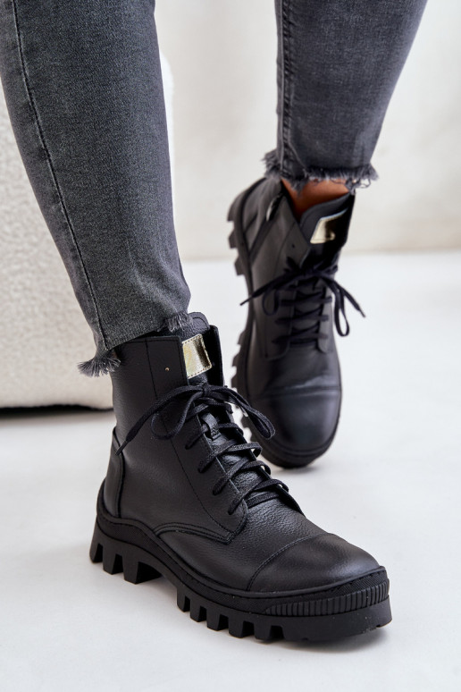 Zazoo 2831 Dámske čižmy Vyrobené z prírodnej kože čierna