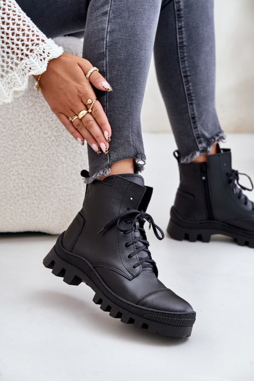 Zazoo 2831 Dámske čižmy Vyrobené z prírodnej kože čierna