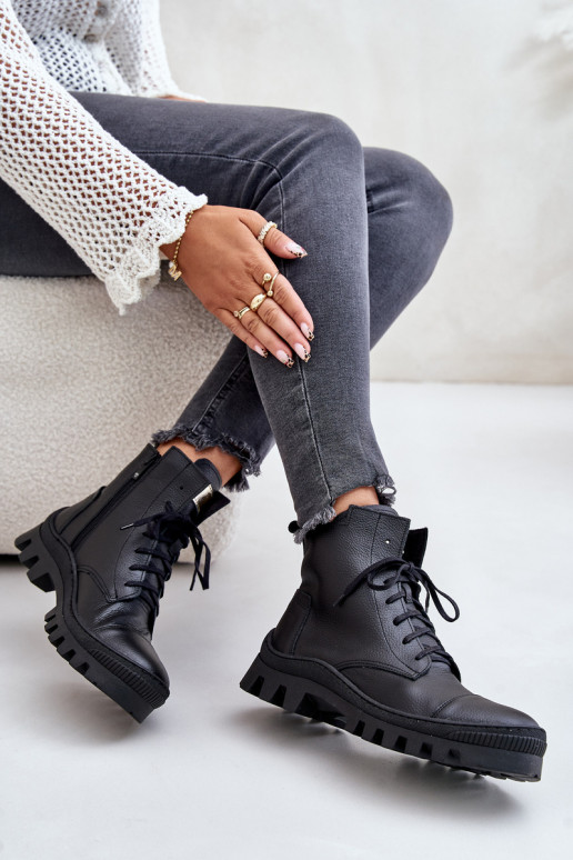 Zazoo 2831 Dámske čižmy Vyrobené z prírodnej kože čierna