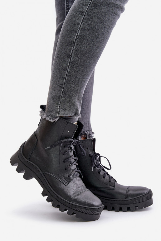 Zazoo 2831 Dámske čižmy Vyrobené z prírodnej kože čierna