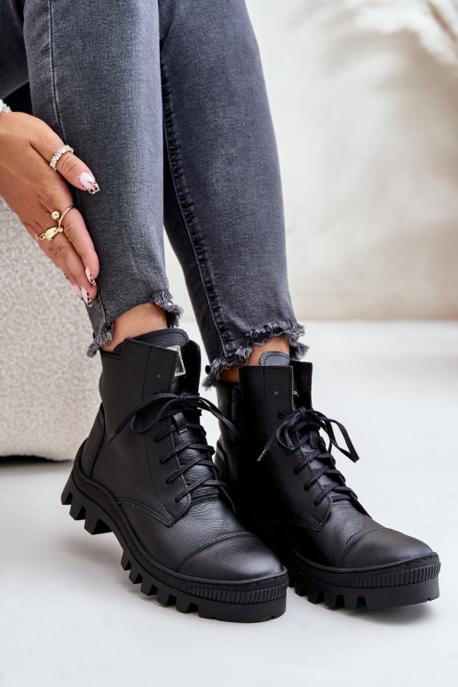 Zazoo 2831 Dámske čižmy Vyrobené z prírodnej kože čierna