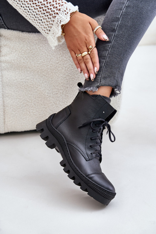 Zazoo 2831 Dámske čižmy Vyrobené z prírodnej kože čierna