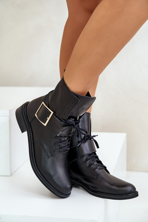 Zazoo 2949 Kožené Čižmy s prackami čierna Zazoo 2949 Kožené Čižmy s prackami čierna